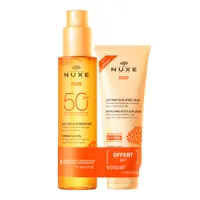 Nuxe Sun olejek do opalania twarzy i ciała SPF50, 150ml  + balsam po opalaniu, 100 ml