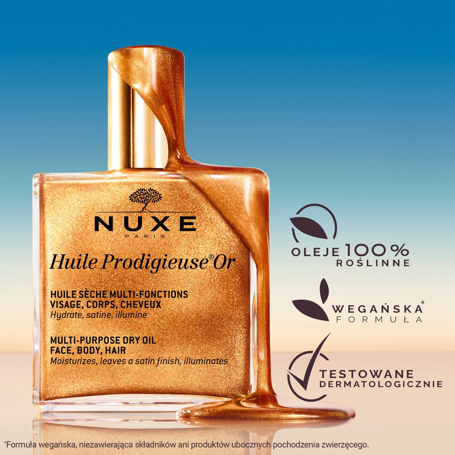NUXE Zestaw READY, GO, GLOW Rêve de miel® miodowy olejek do ust, 10 ml + suchy olejek, 10 ml + gumka do włosów