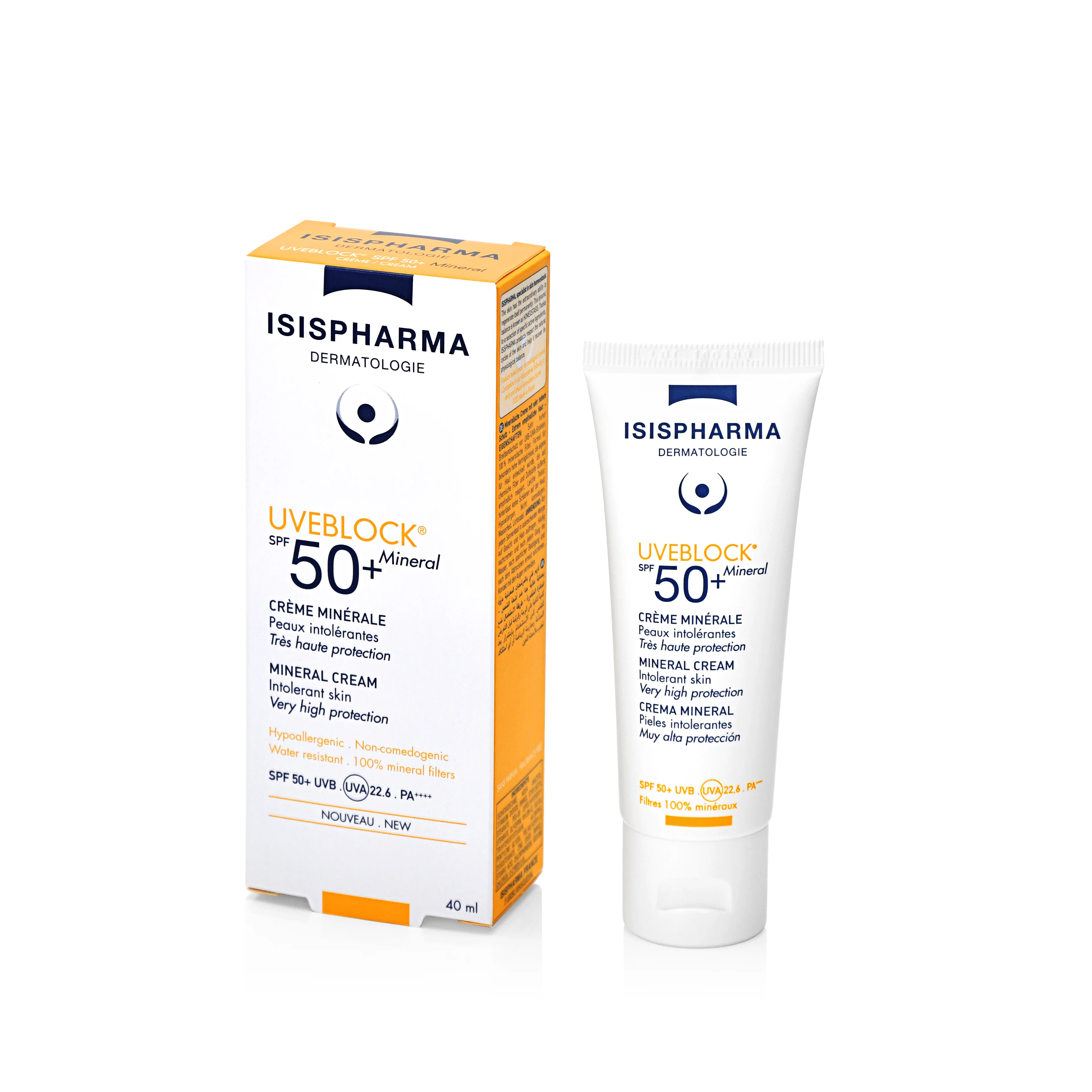 Isispharma Uveblock SPF50+ Mineral przeciwsłoneczny krem mineralny do twarzy i ciała, 40 ml