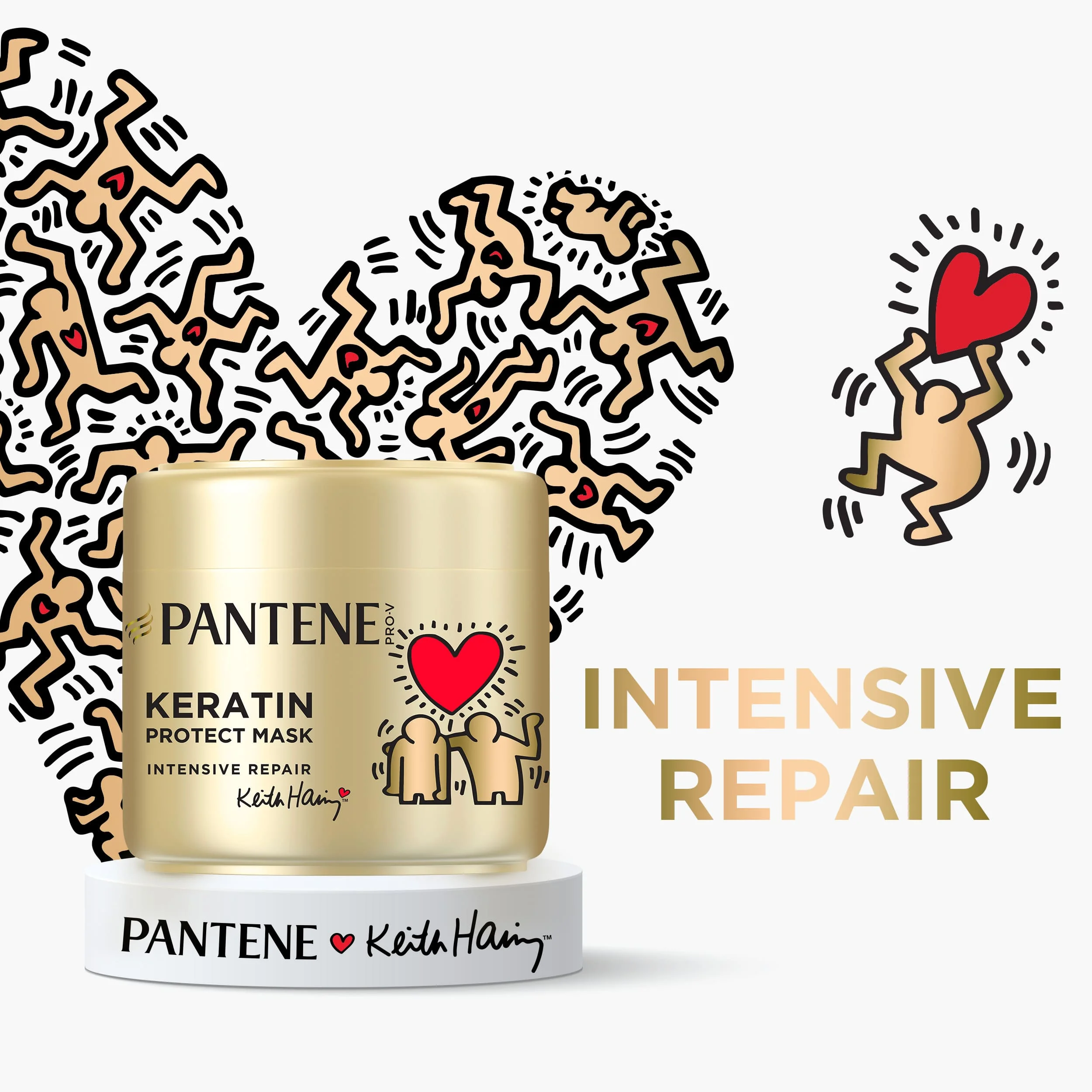 Pantene Arist Edition Keith Haring Intensive Repair Xmass Zestaw olejek do włosów, 100ml + maska do włosów, 300ml + szampon, 250ml + odżywka, 220ml