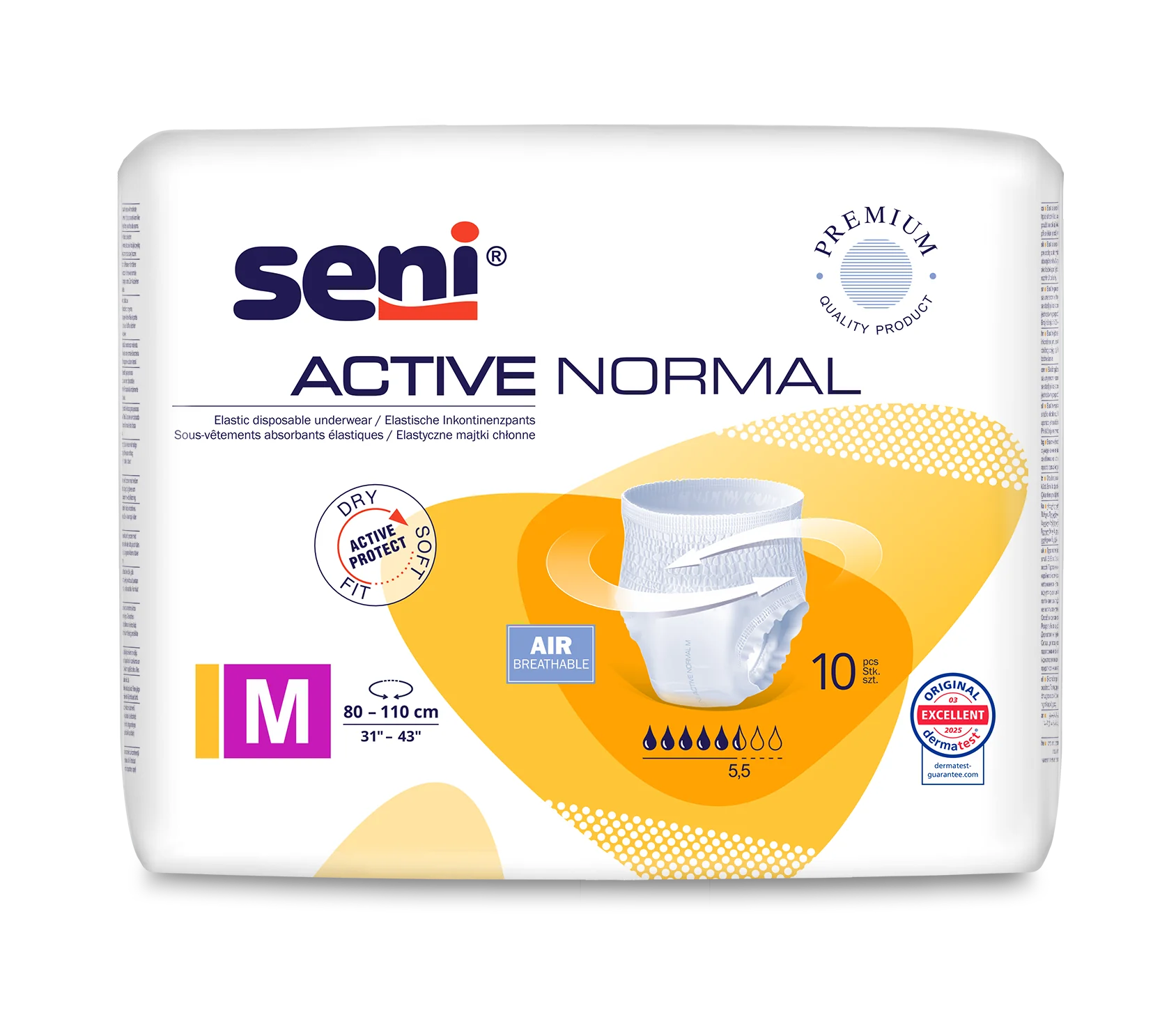 Seni Active Normal elastyczne majtki chłonne, rozmiar M, 80-110 cm, 10 szt.