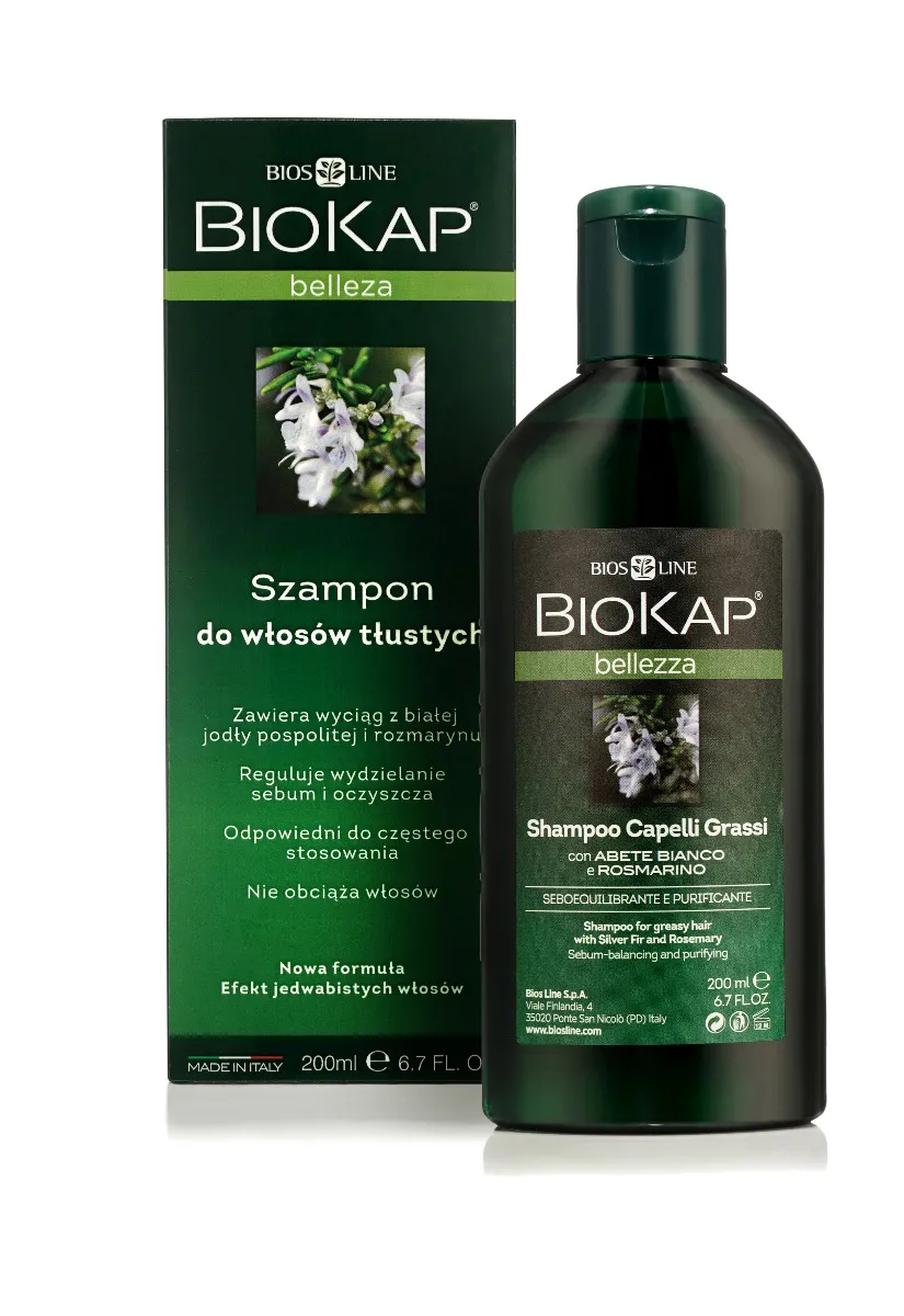 Biokap Bellezza, szampon do włosów tlustych, 200 ml