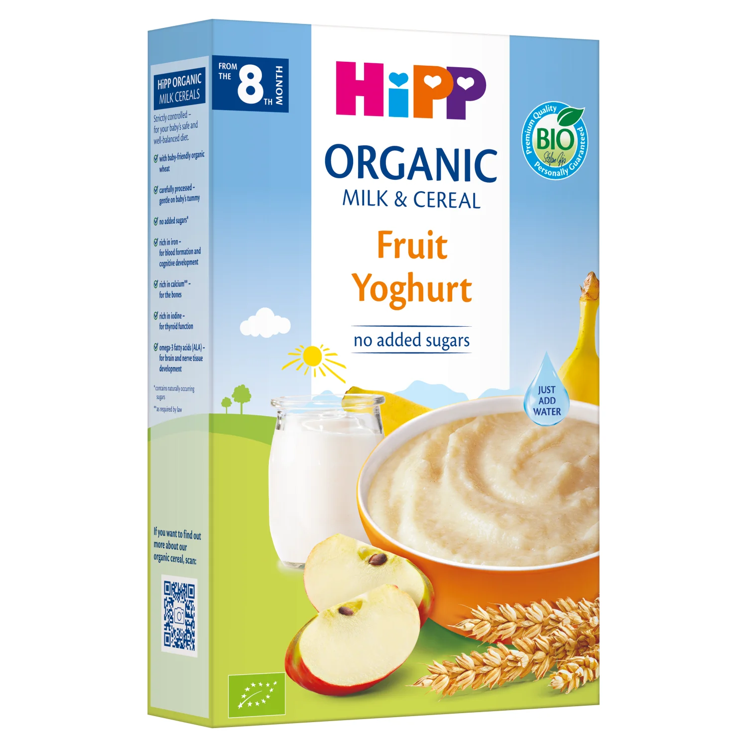 HiPP BIO kaszka mleczno-zbożowa owoce-jogurt dla niemowląt od 8. miesiąca, 250 g