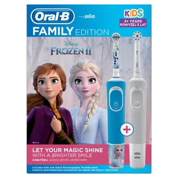 Oral-B Family Pack Vitality 100, szczoteczka elektryczna, 1 sztuka + Oral B Kids 3+ Frozen II,  szczoteczka elektryczna, 1 sztuka 
