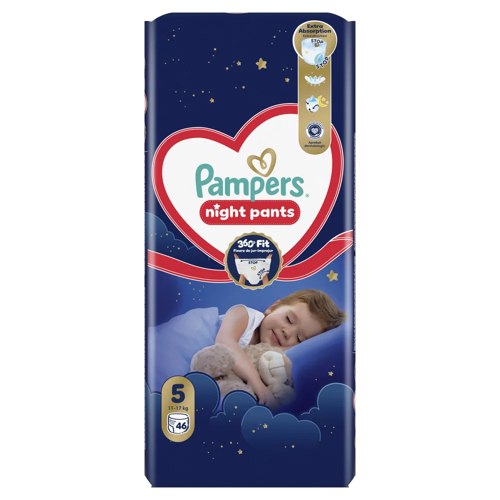 Pampers Night Pants 5 pieluchomajtki, rozmiar 5, 11-17 kg, 46 sztuk