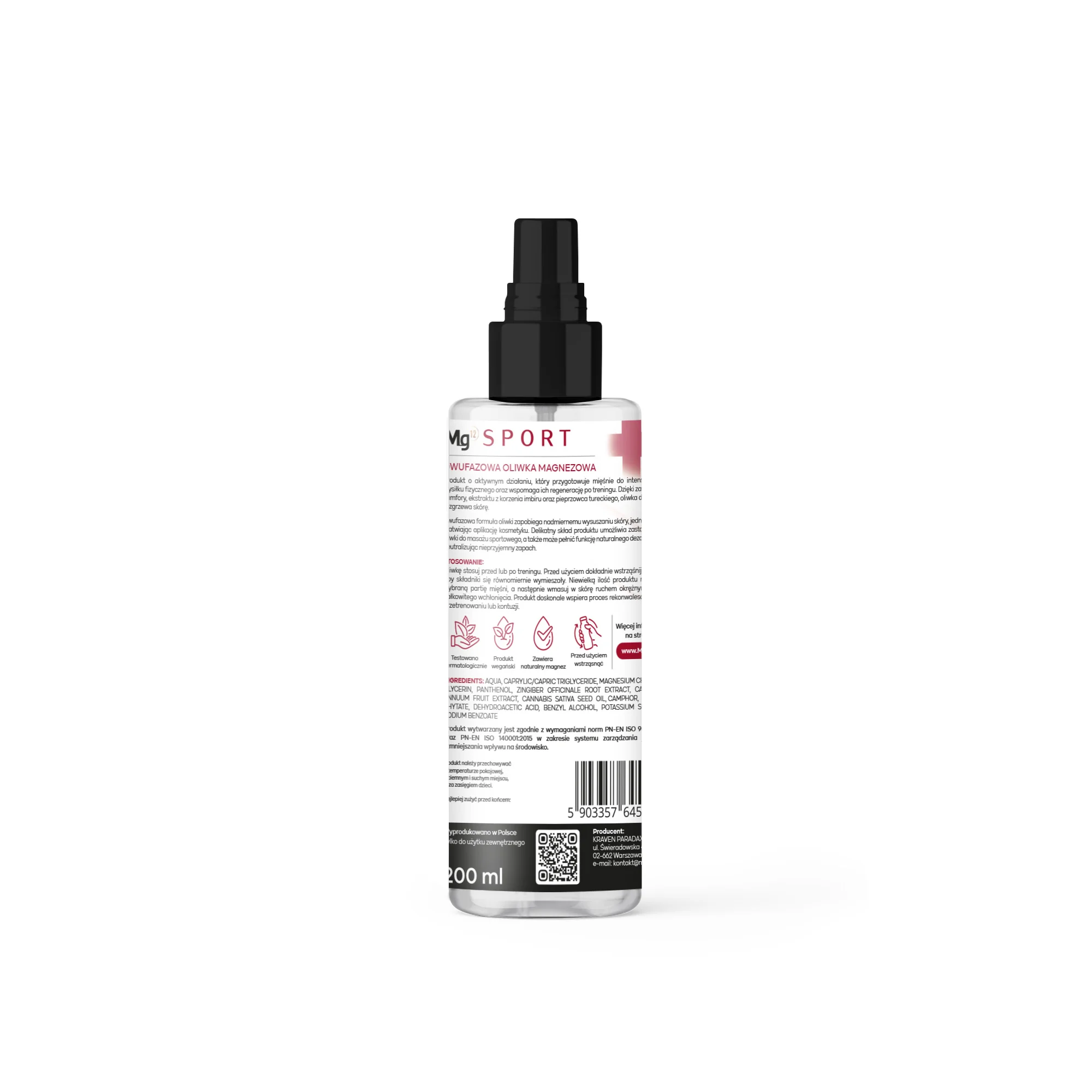 Mg12 Sport dwufazowa oliwka magnezowa, 200 ml