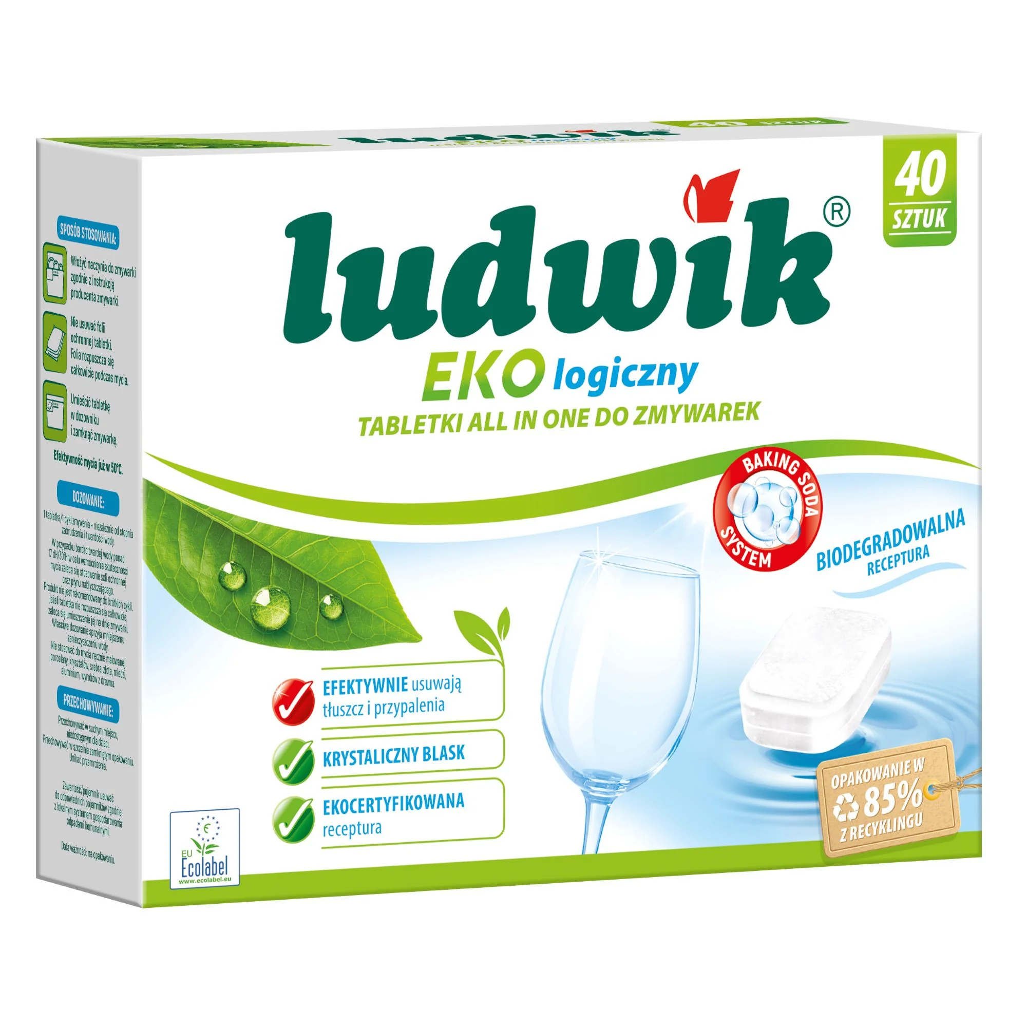 Ludwik EKOlogiczny tabletki all in one do zmywarek, 40 sztuk