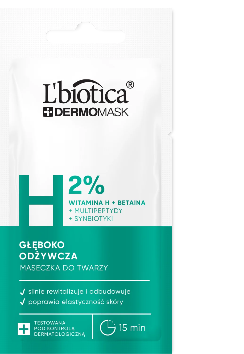L'biotica Dermomask głęboko odżywcza maska z witaminą H, 8 ml
