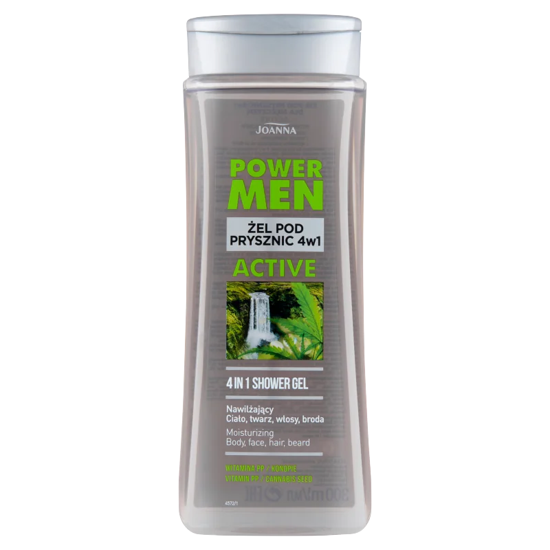 Joanna POWER MAN Active żel pod prysznic 4w1 konopie i witamina PP, 300 ml