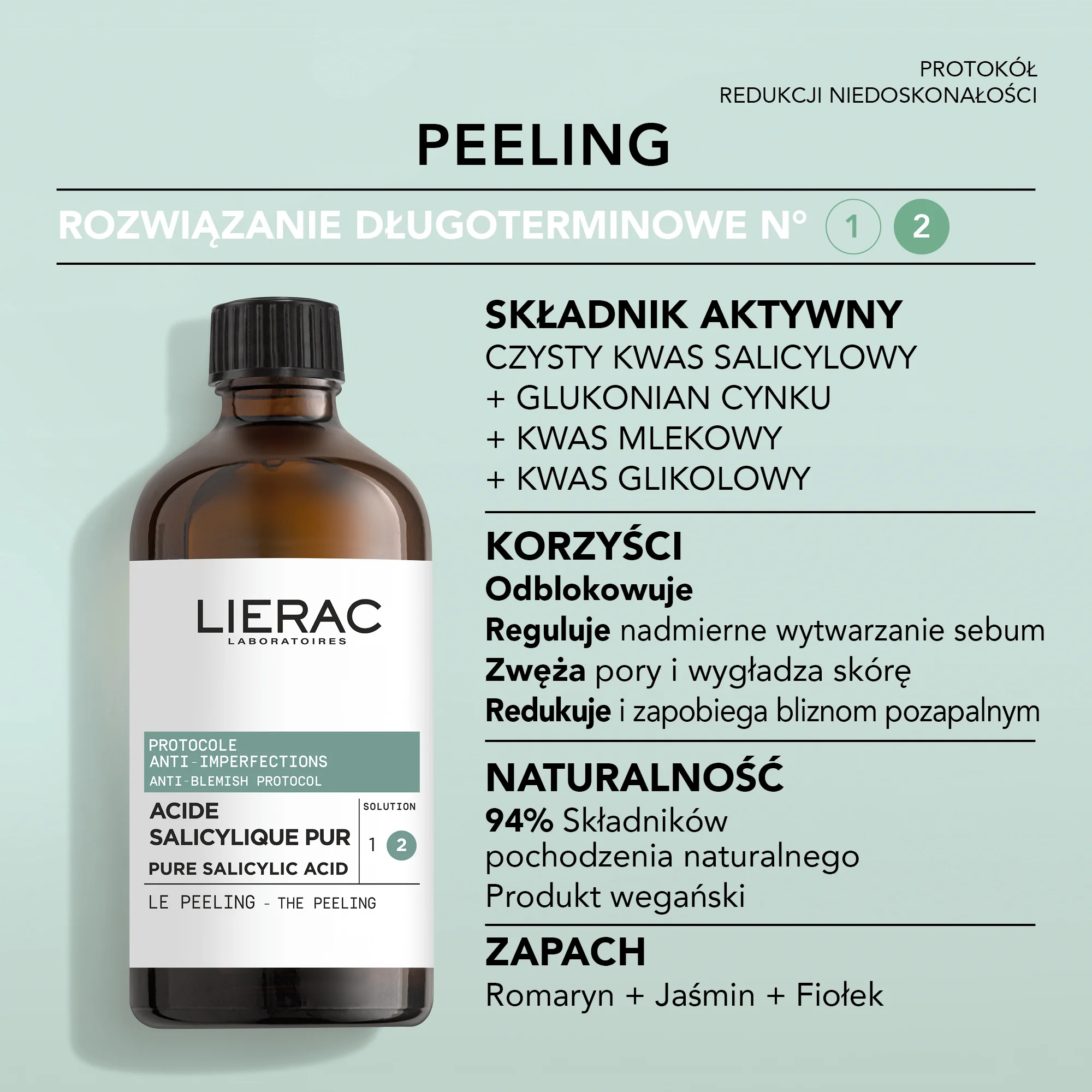 Lierac Protocole Redukcja niedoskonałości peeling z czystym kwasem salicylowym, 100 ml