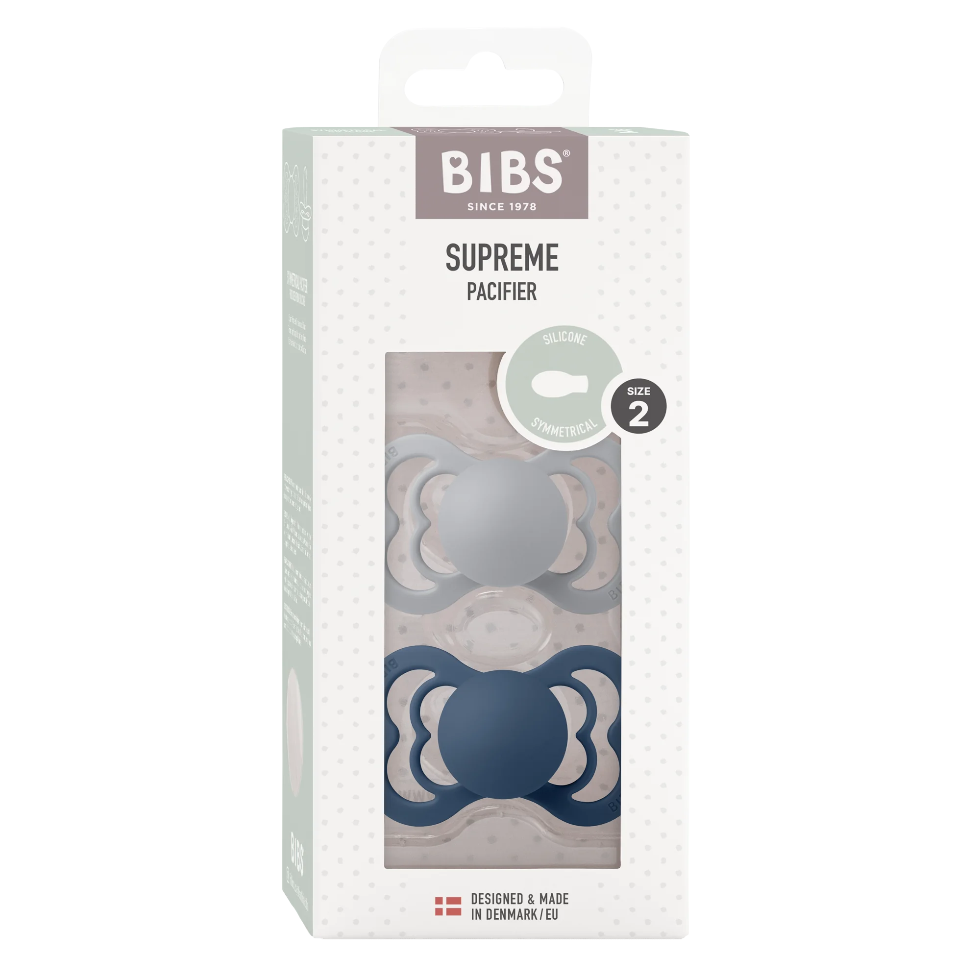 Bibs Pacifier Supreme Cloud & Steel Blue smoczek lateksowy uspokajający, 2 szt.