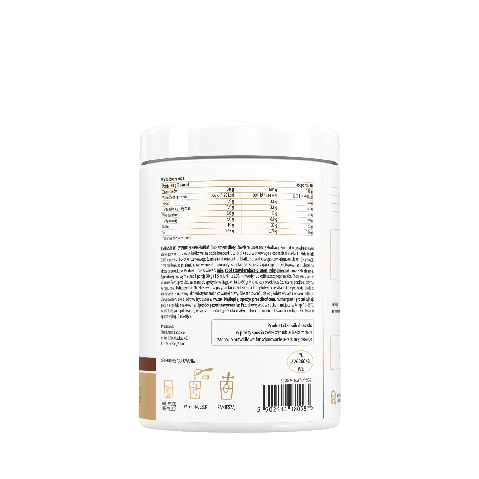 Essensey Whey Protein Premium o smaku czekoladowym, proszek, 300 g