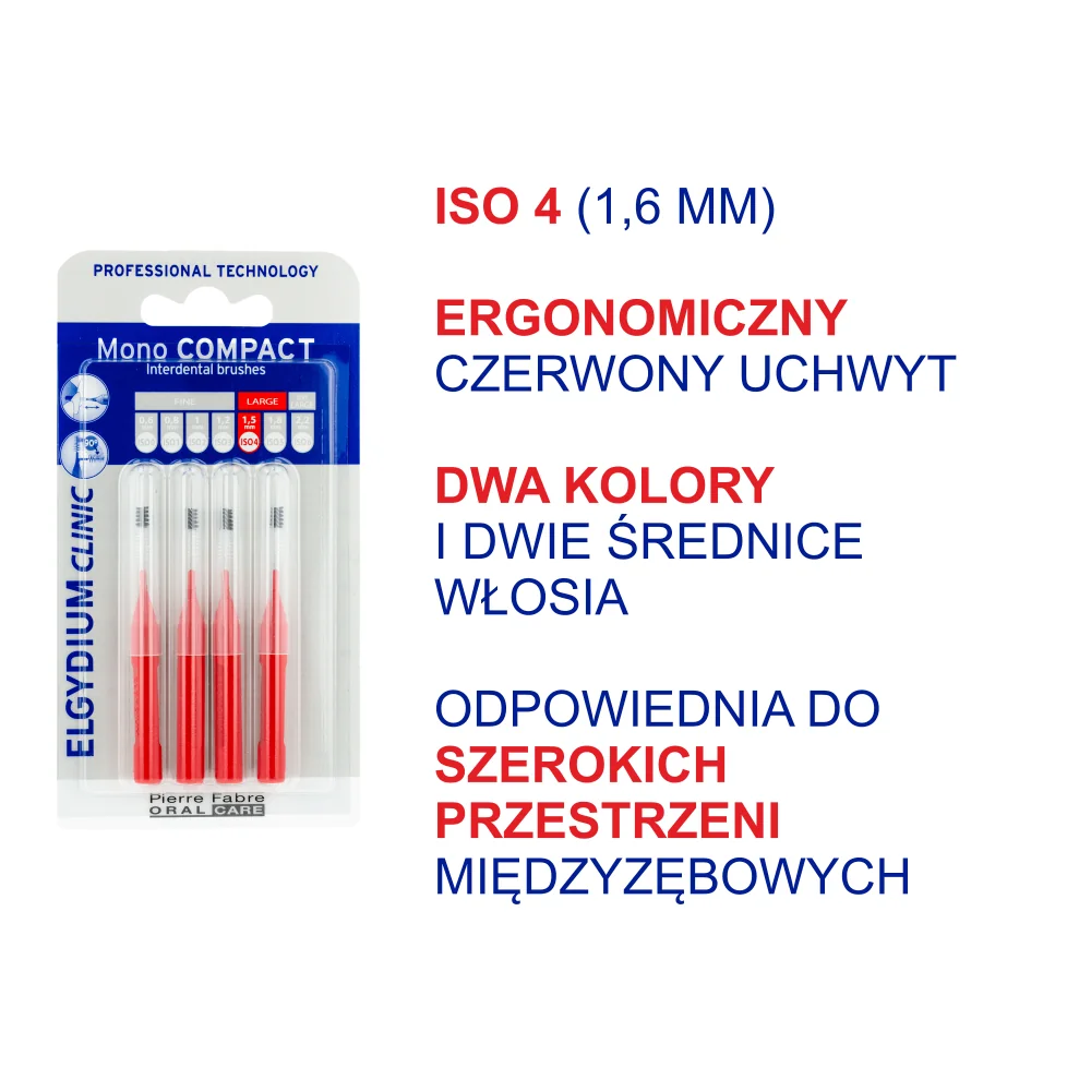 Elgydium Clinic Mono Compact 4 szczoteczki międzyzębowe czerwone, 4 szt.