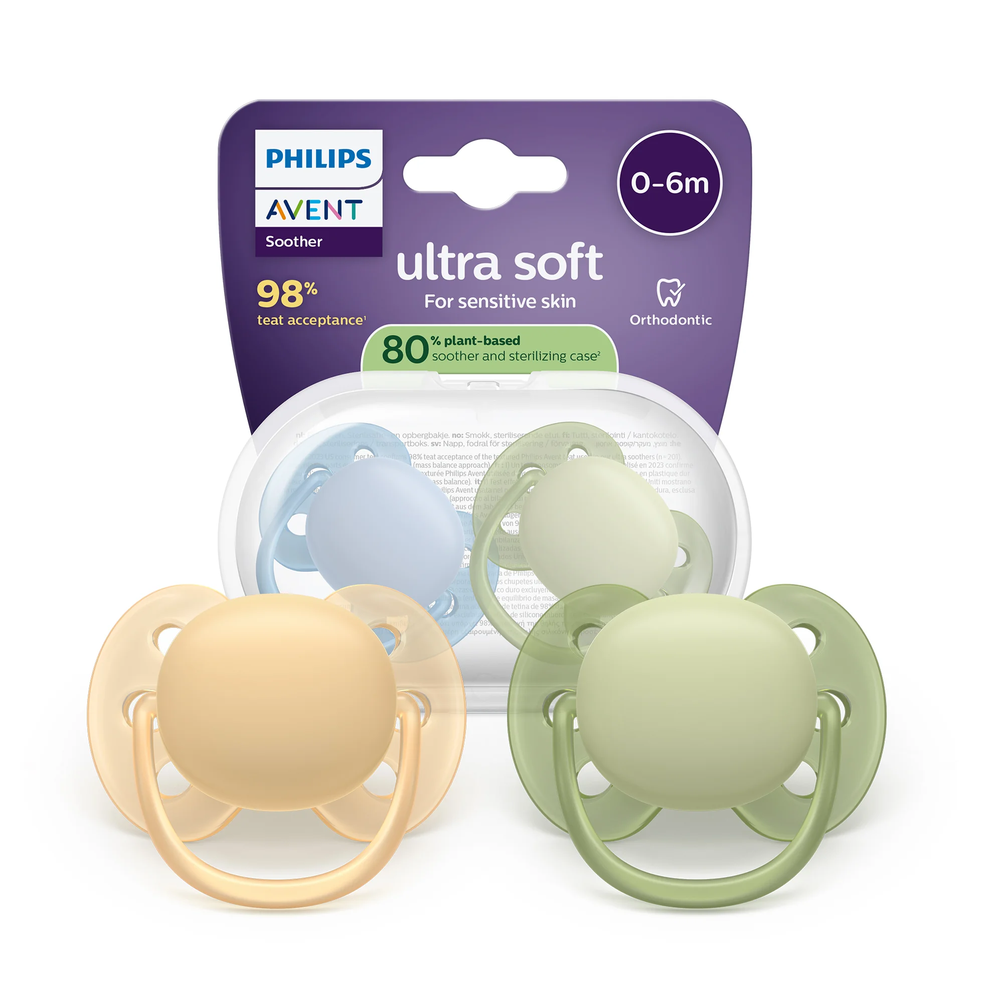 Philips Avent Ultra Soft ortodontyczny smoczek uspokajający 0-6 m, 2 sztuki