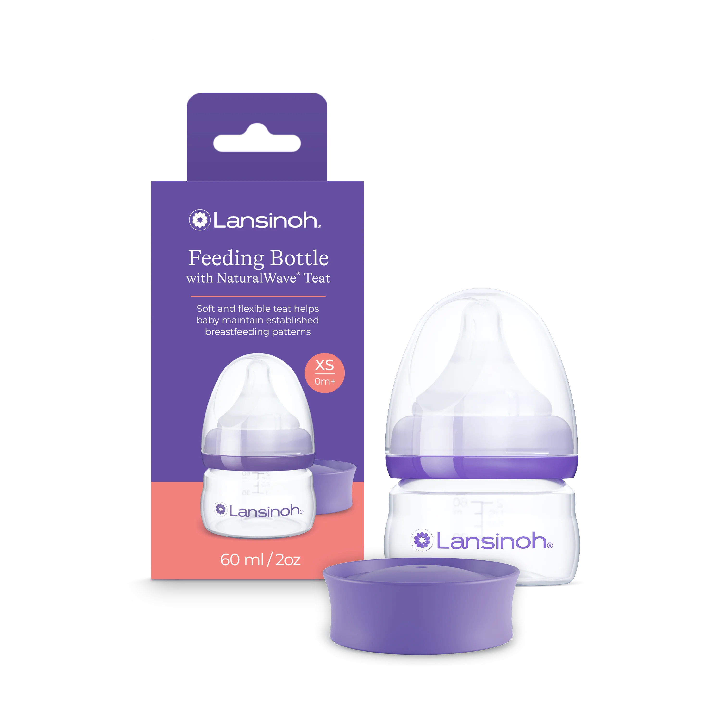 Lansinoh butelka do karmienia 60 ml ze smoczkiem NaturalWave XS, 1 sztuka