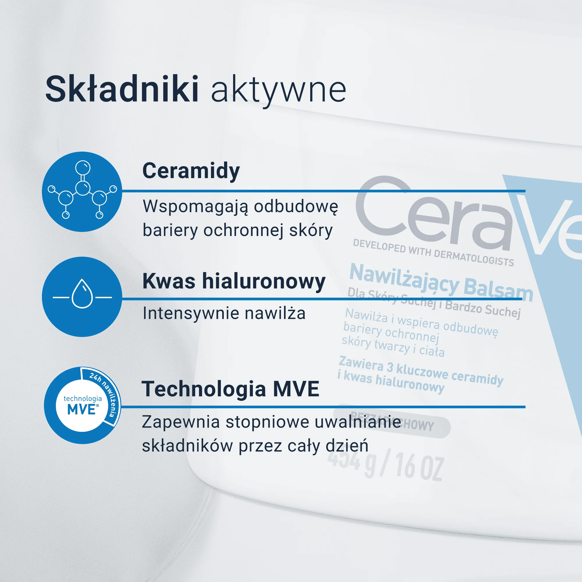 CeraVe balsam nawilżający do twarzy i ciała z ceramidami, 454 g