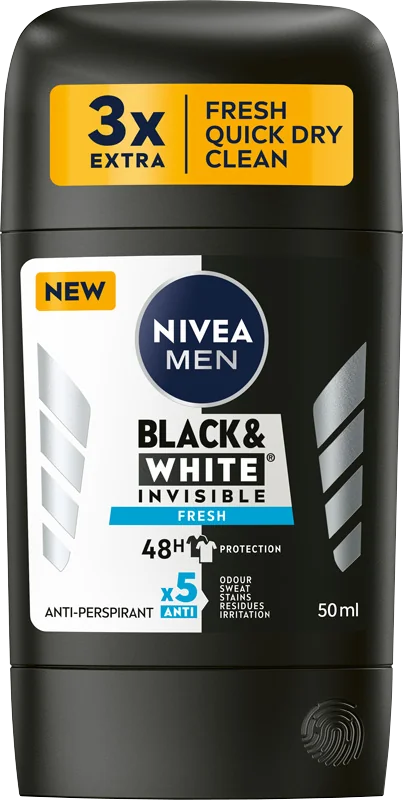Nivea Men Black & White Invisible Fresh antyperspirant w sztyfcie, 50 ml