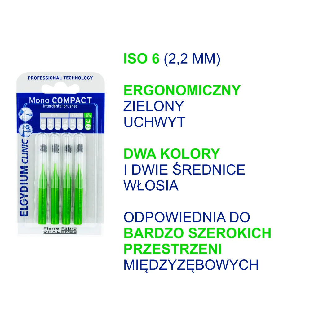 Elgydium Clinic Mono Compact szczoteczka międzyzębowa ISO 6 2, 2 mm zielona, 4 szt.