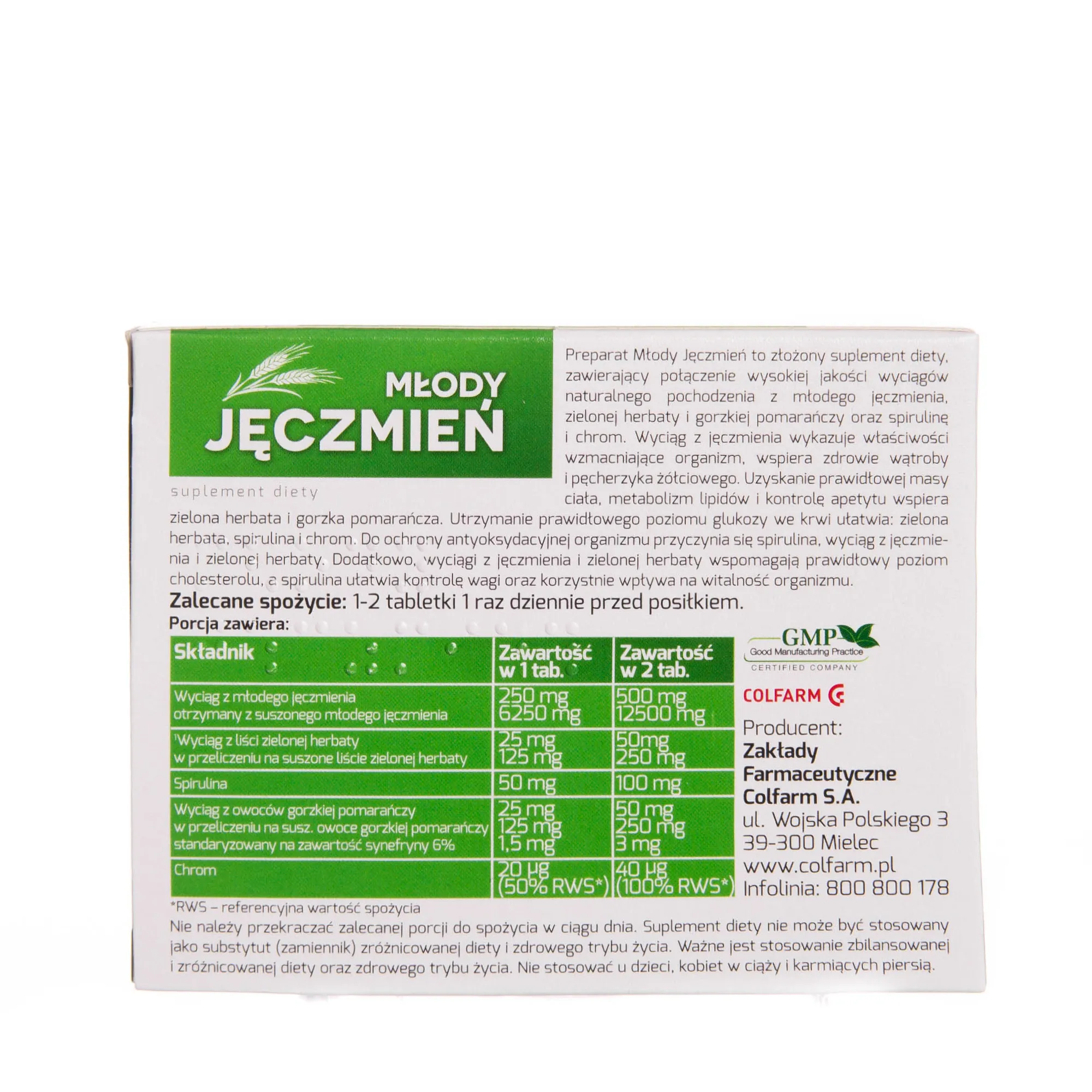 Młody Jęczmień, +4 składniki aktywne, 6250 mg Młodego Jęczmienia, 60 tabletek 