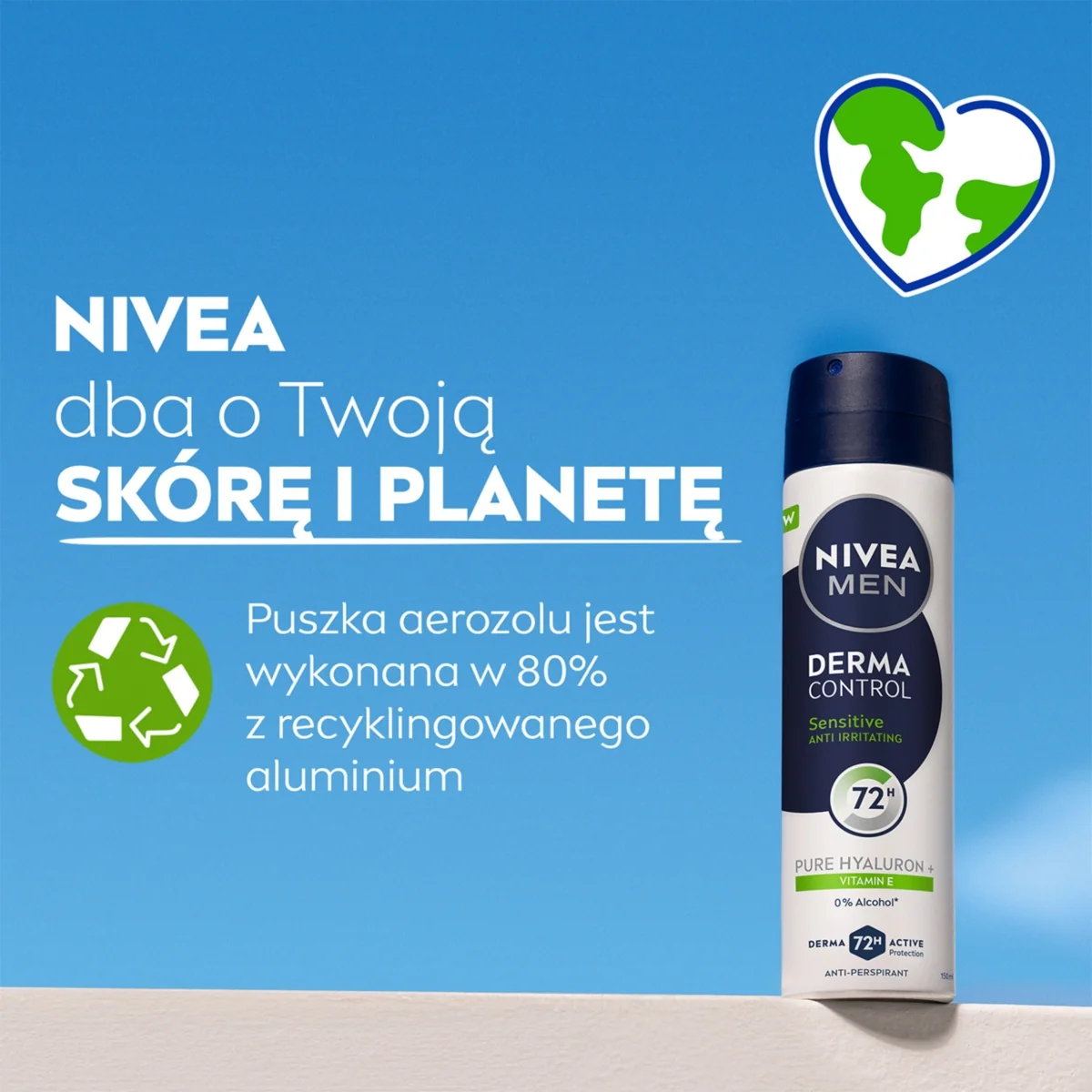 Nivea Men Derma Control Sensitive antyperspirant w sprayu, 150 ml