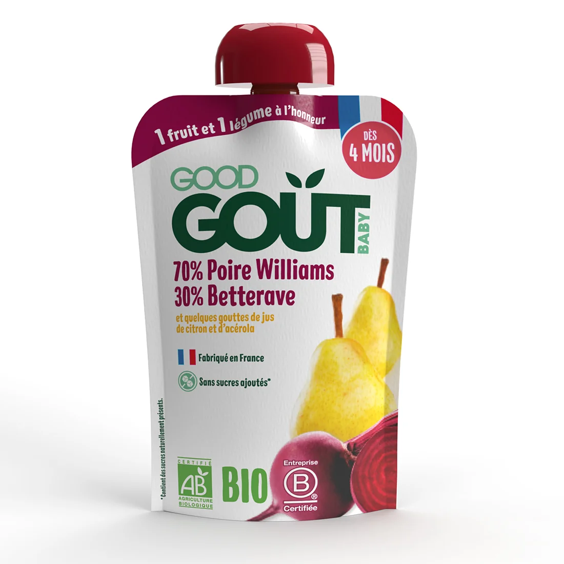 Good Gout BIO gruszka Williams z czerwonym buraczkiem, 120 g