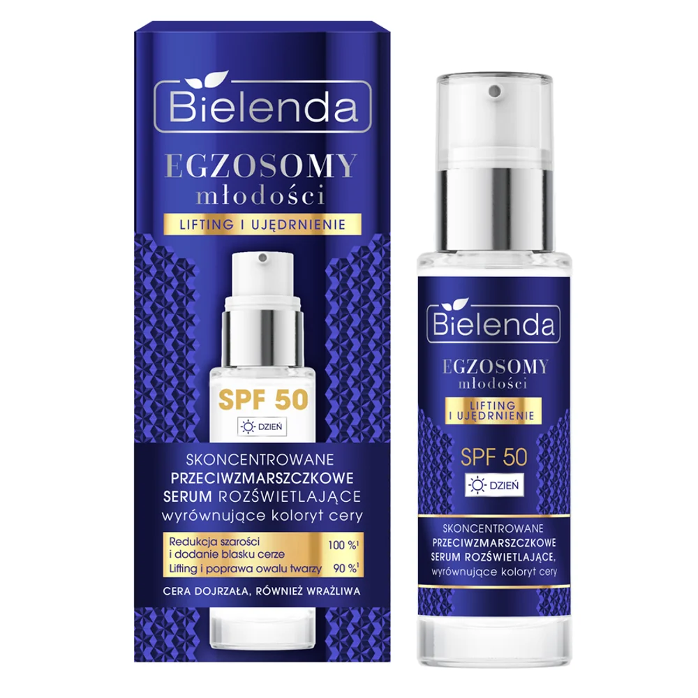 Bielenda Egzosomy Młodości skoncentrowane przeciwzmarszczkowe serum rozświetlające SPF 50, 30 ml