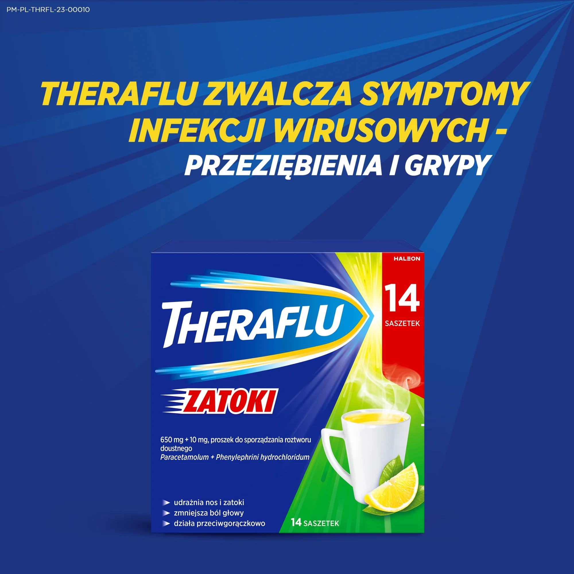 Theraflu Zatoki 650 mg + 10 mg, 14 saszetek
