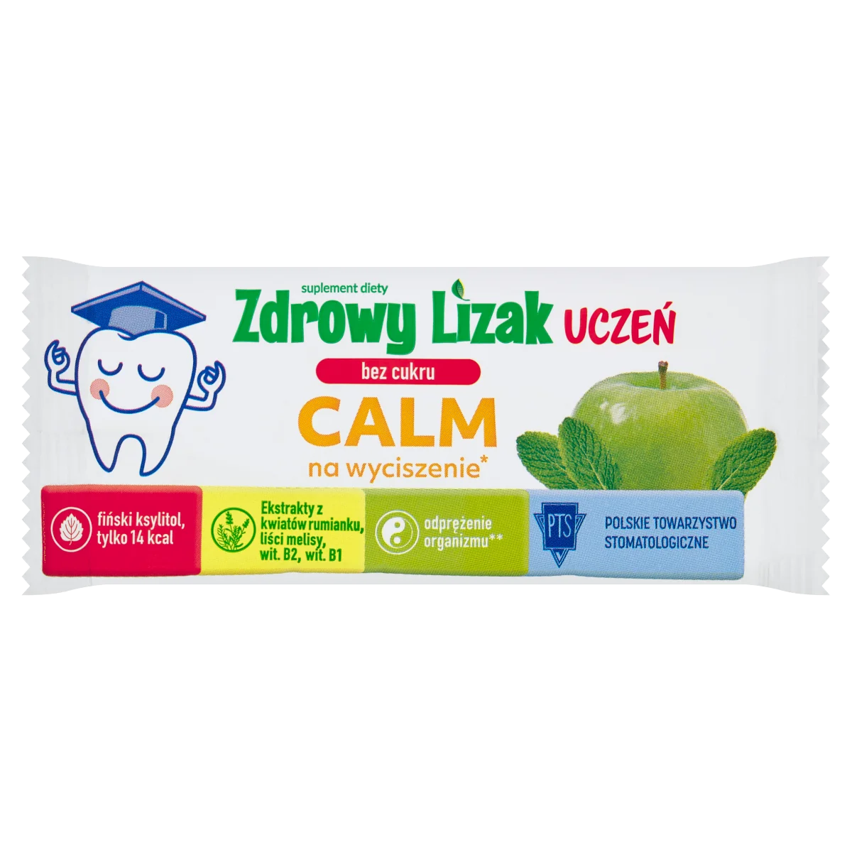 Zdrowy Lizak Uczeń Calm na wyciszenie smak jabłko-mięta, 1 sztuka