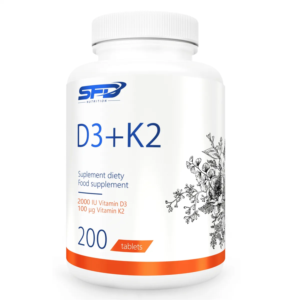 SFD D3 (2000IU) +K2, suplement diety, 200 tabletek