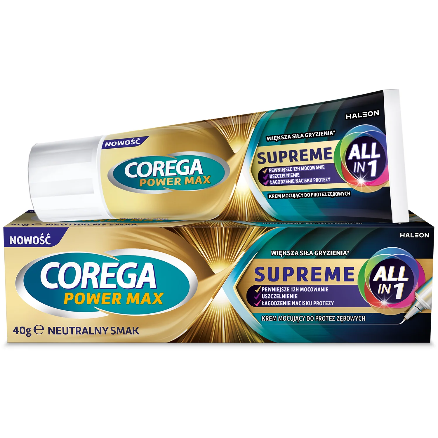 Corega Power Max Supreme All-In 1 krem mocujący do protez zębowych, smak neutralny, 40 g