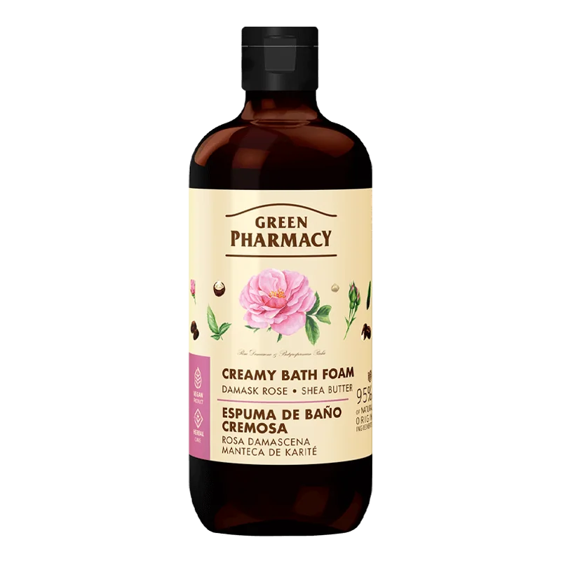 Green Pharmacy kremowa pianka do kąpieli Róża damasceńska i Masło Shea, 500 ml