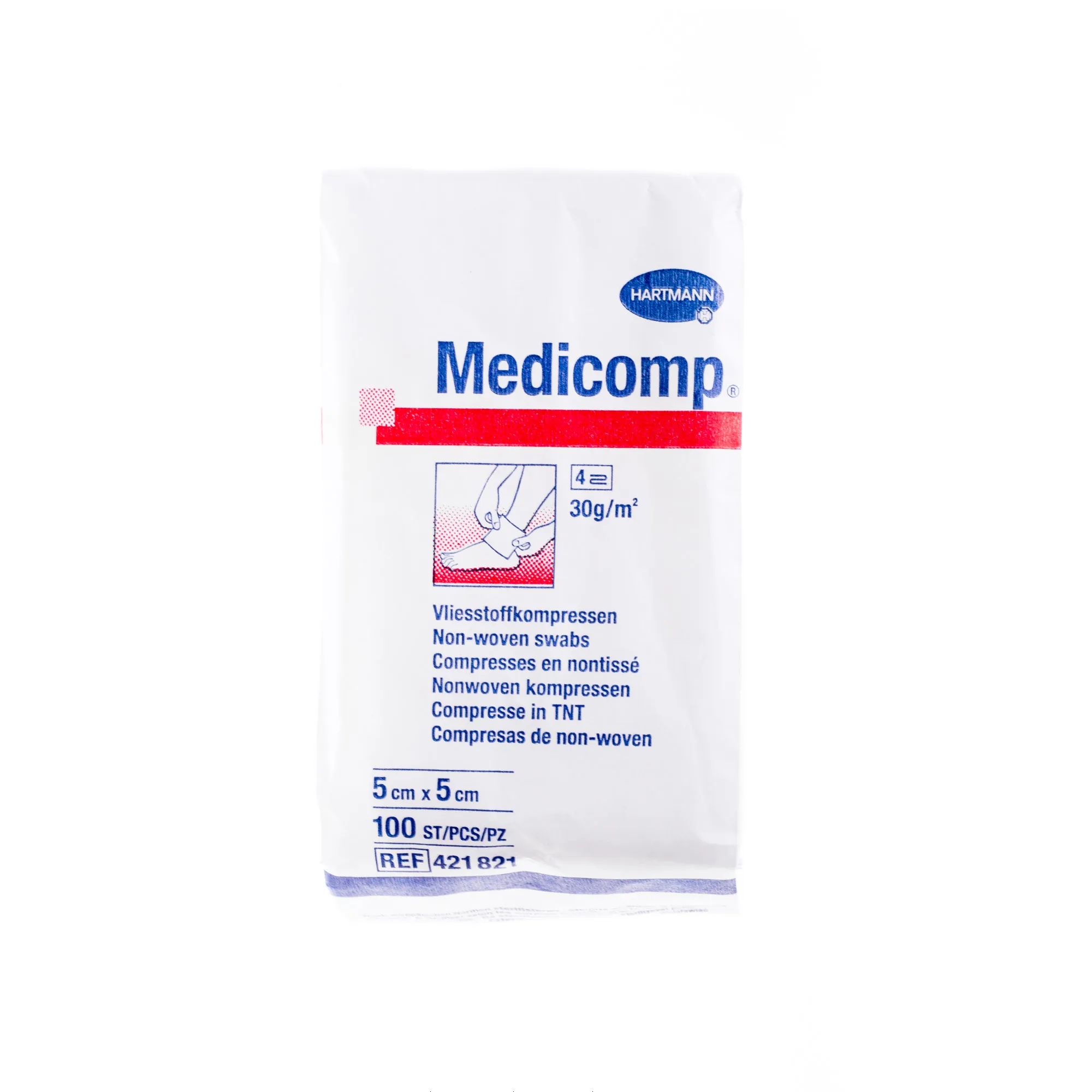 Medicomp, kompresy z włókniny niejałowy 5 cm x 5 cm, 100 szt.