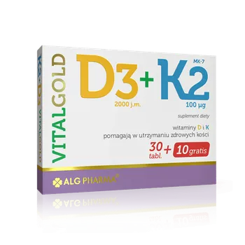 D3 + K2 VitalGold, suplement diety, 40 tabletek powlekanych 