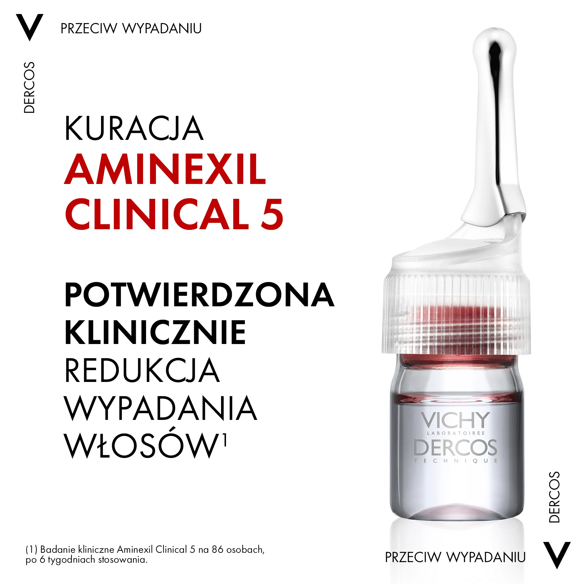 Vichy Dercos Aminexil Clinical 5 Kuracja przeciw wypadaniu włosów dla kobiet, 21 ampułek