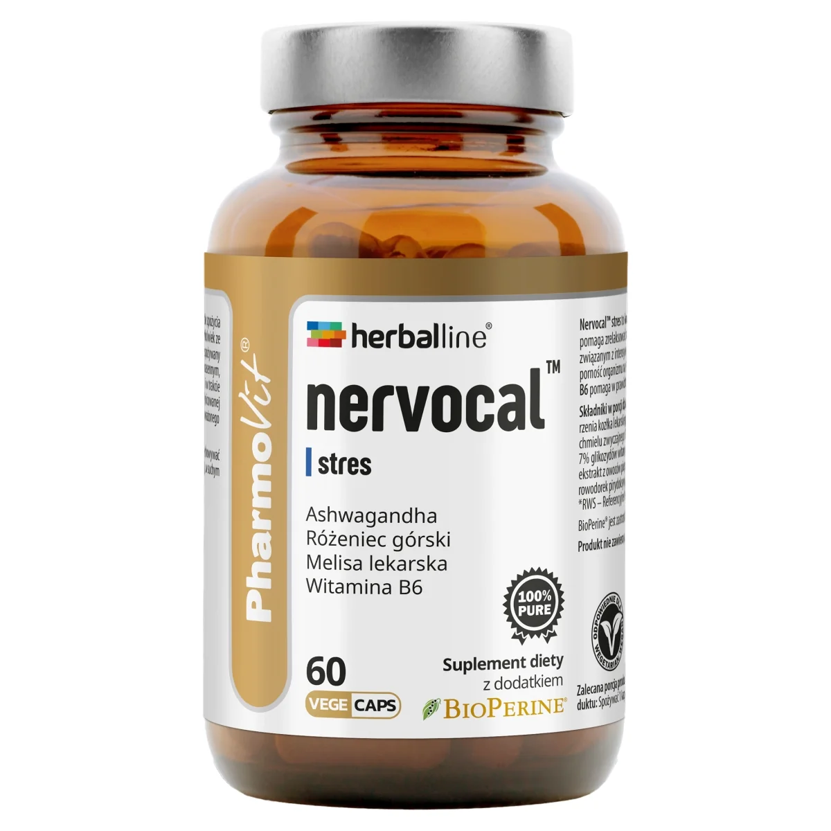 Pharmovit Nervocal Stres suplement diety, 60 kapsułek