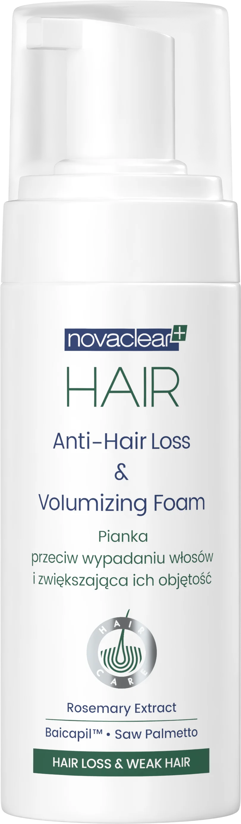 Novaclear Hair pianka przeciw wypadaniu włosów i zwiększająca ich objętość, 150 ml
