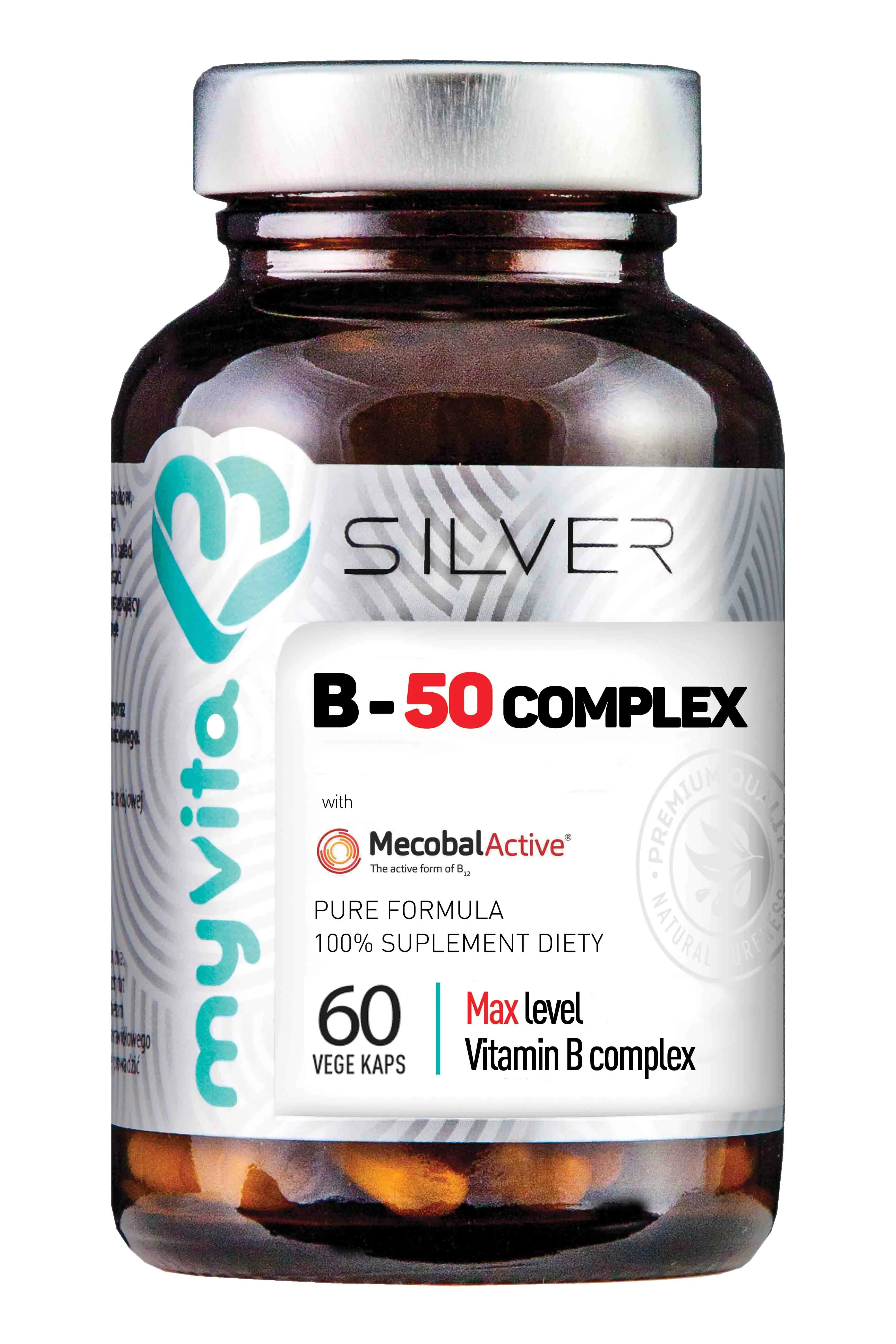 MyVita Silver, Witamina B-50 complex, Maxlevel, suplement diety,60 kapsułek