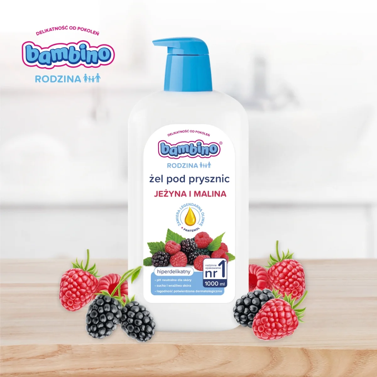 Bambino Rodzina żel pod prysznic Jeżyna i Malina, 1000 ml