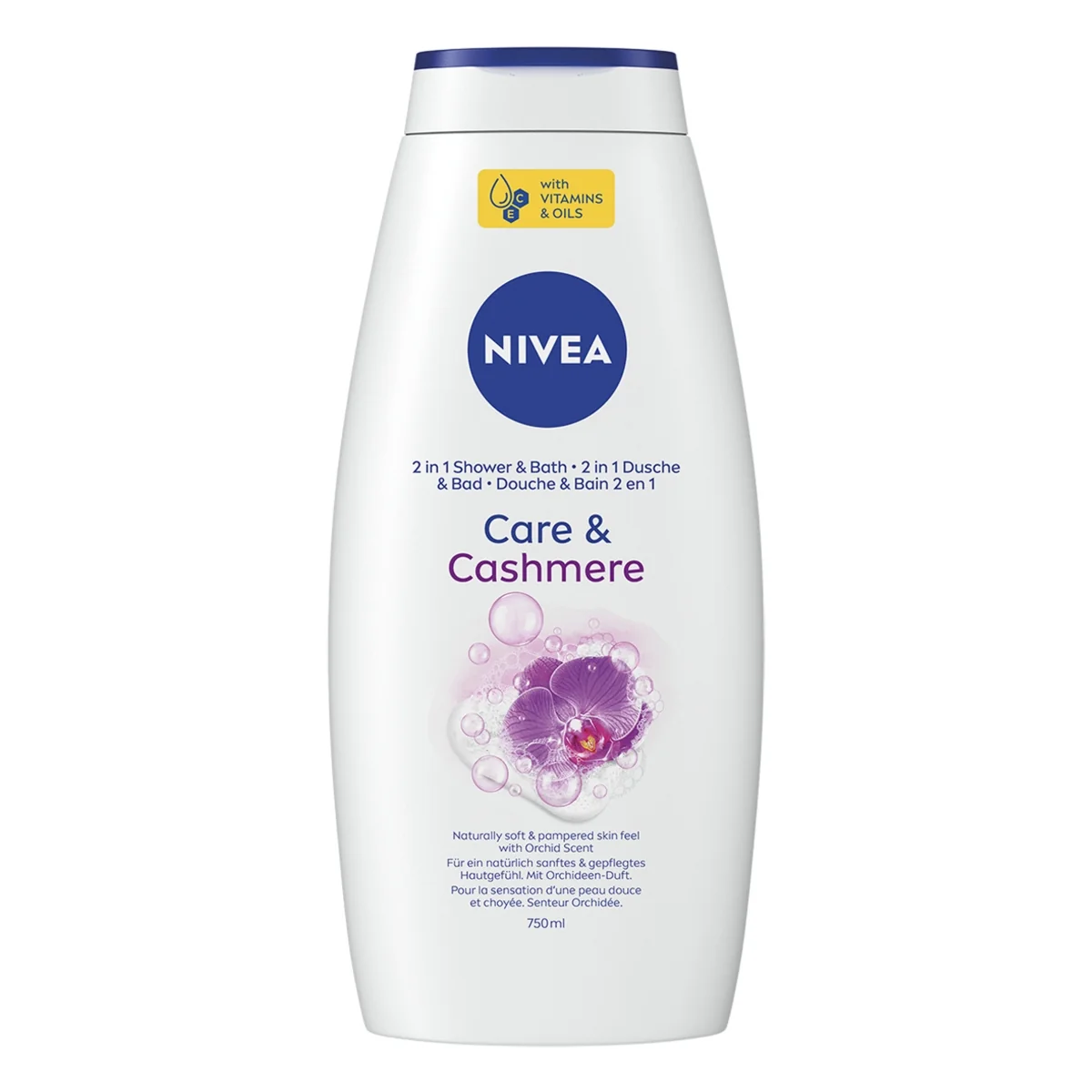 Nivea Care & Cashmere żel pod prysznic i płyn do kąpieli 2w1, 750 ml