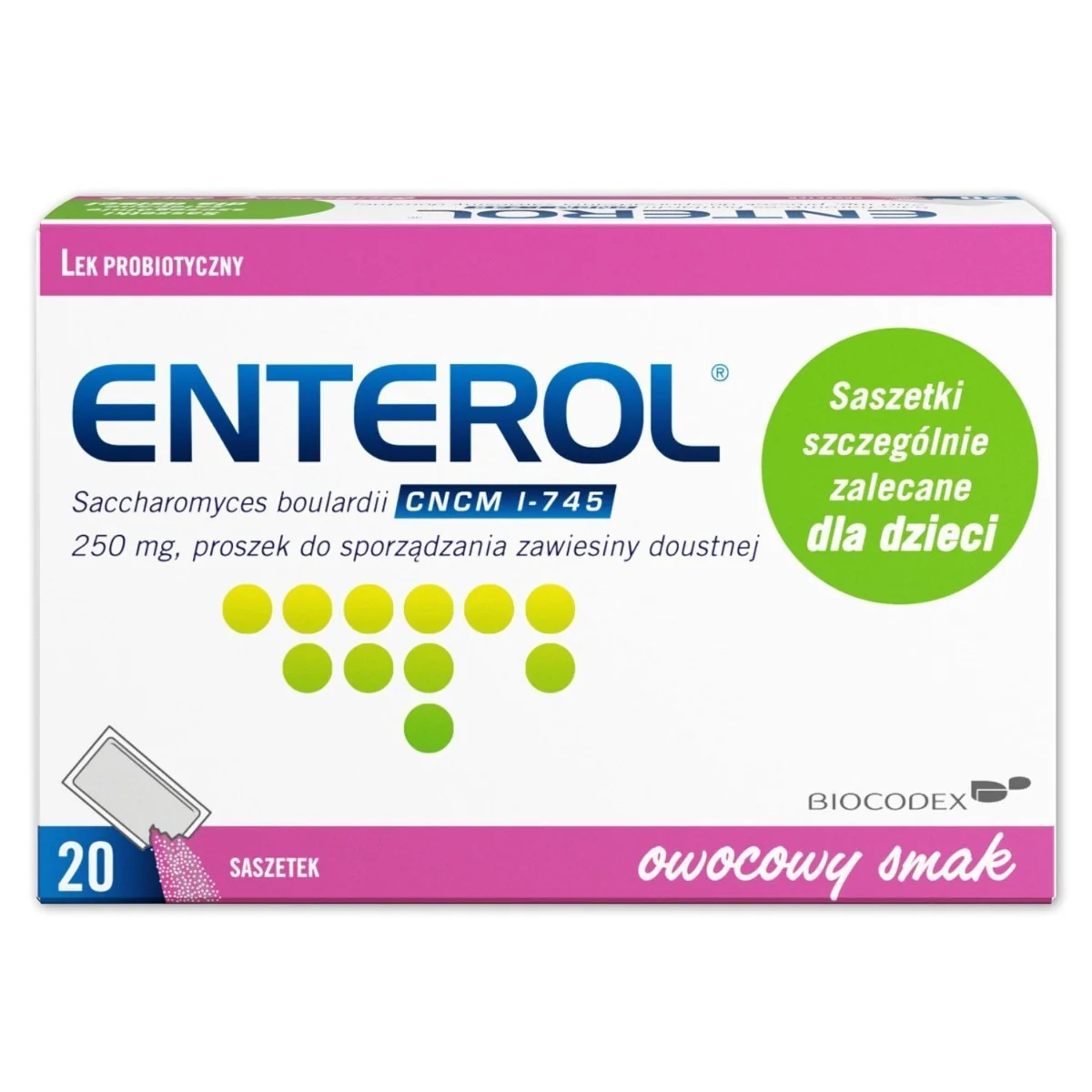 Enterol 250 mg proszek do sporządzania zawiesiny doustnej, 20 saszetek