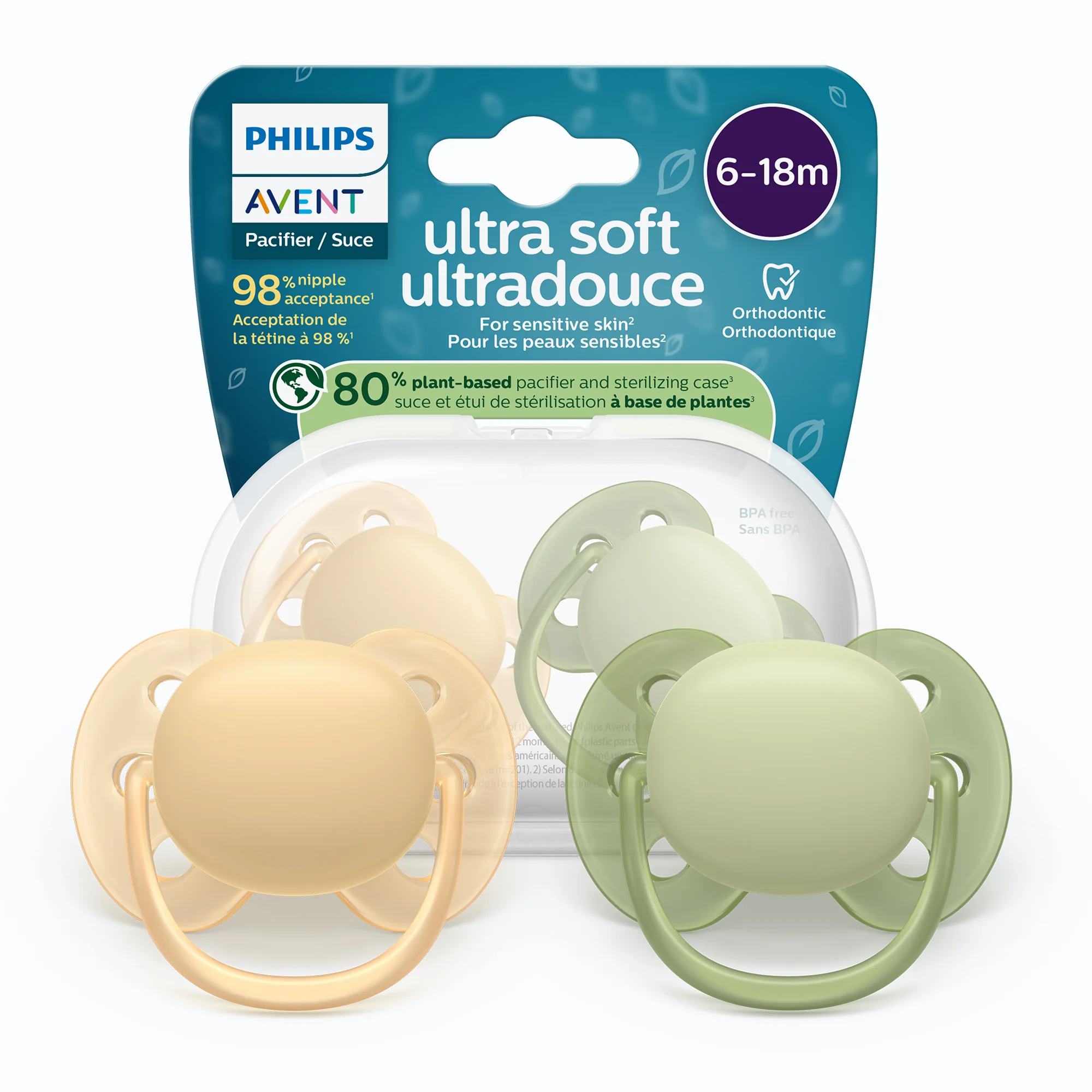 Philips Avent Ultra Soft Ultradouce ortodontyczny smoczek uspokajający 6-18 m, 2 sztuki