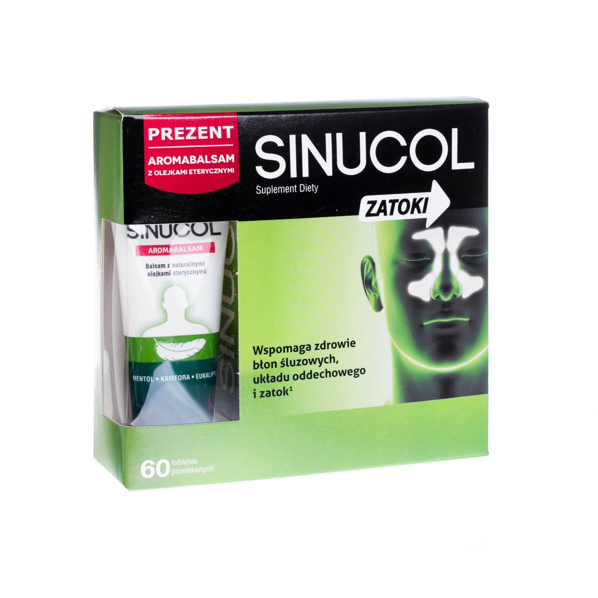 Sinucol Zatoki, suplement diety, 60 tabletek + Sinucol Aromabalsam gratis
