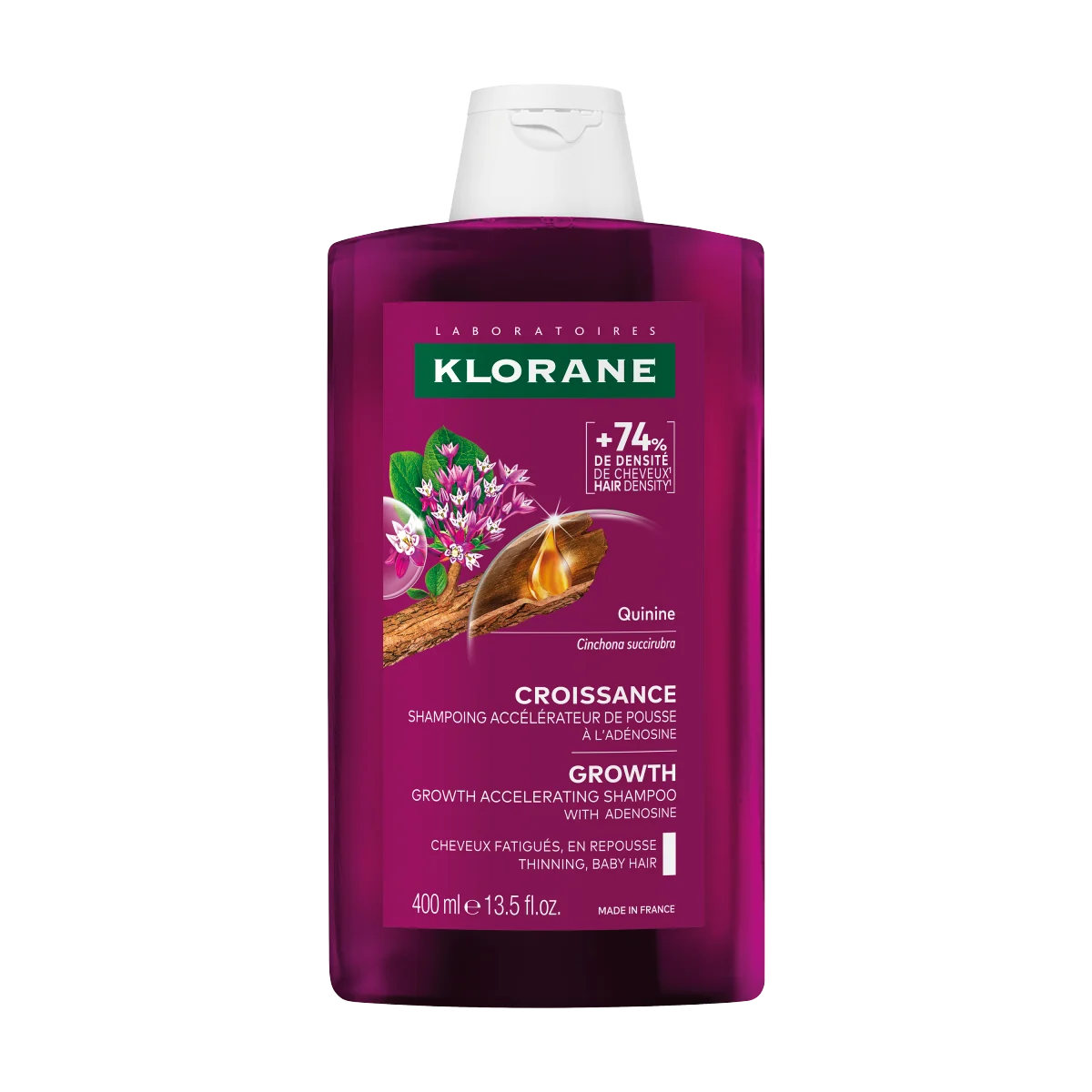 Klorane Wzrost szampon przyspieszający wzrost włosów, 400 ml