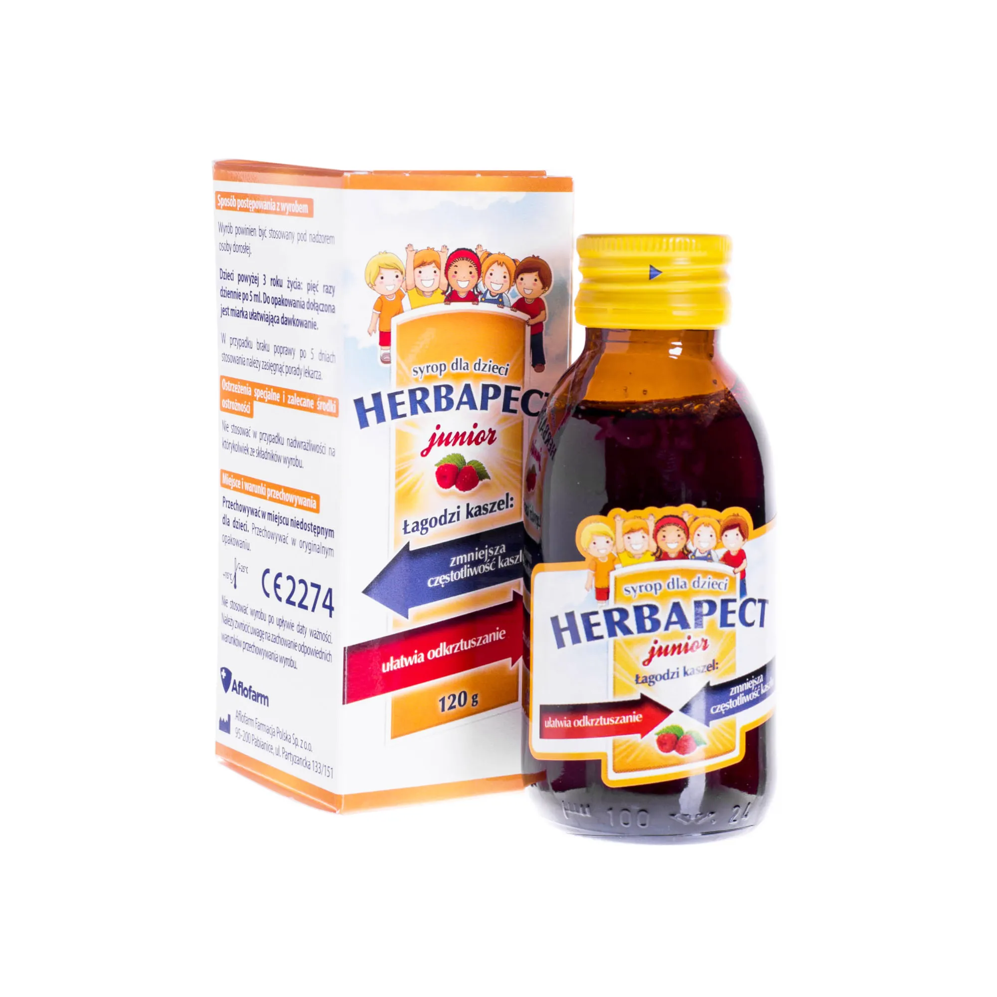 Herbapect Junior - syrop dla dzieci łagodzący kaszel, 120 g 