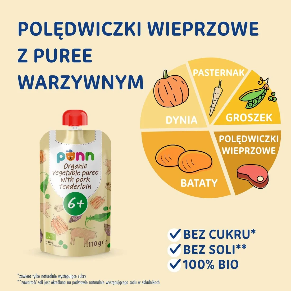 Salvest Põnn polędwiczki wieprzowe z puree warzywnym mus, 110 g