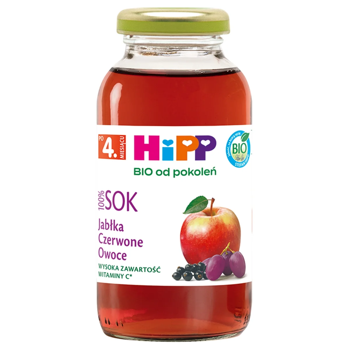 HiPP BIO od pokoleń sok jabłka-czerwone owoce po 4. miesiącu, 200 ml