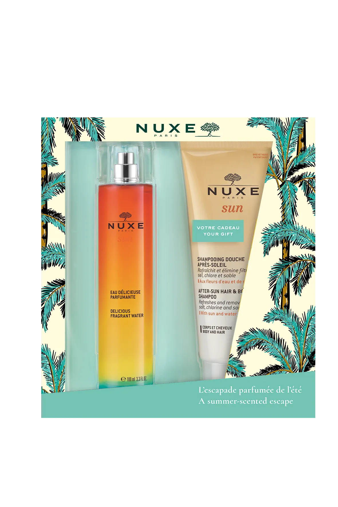 Nuxe Sun, zestaw Delicious Woda zapachowa 100ml + żel p/prysznic 200ml