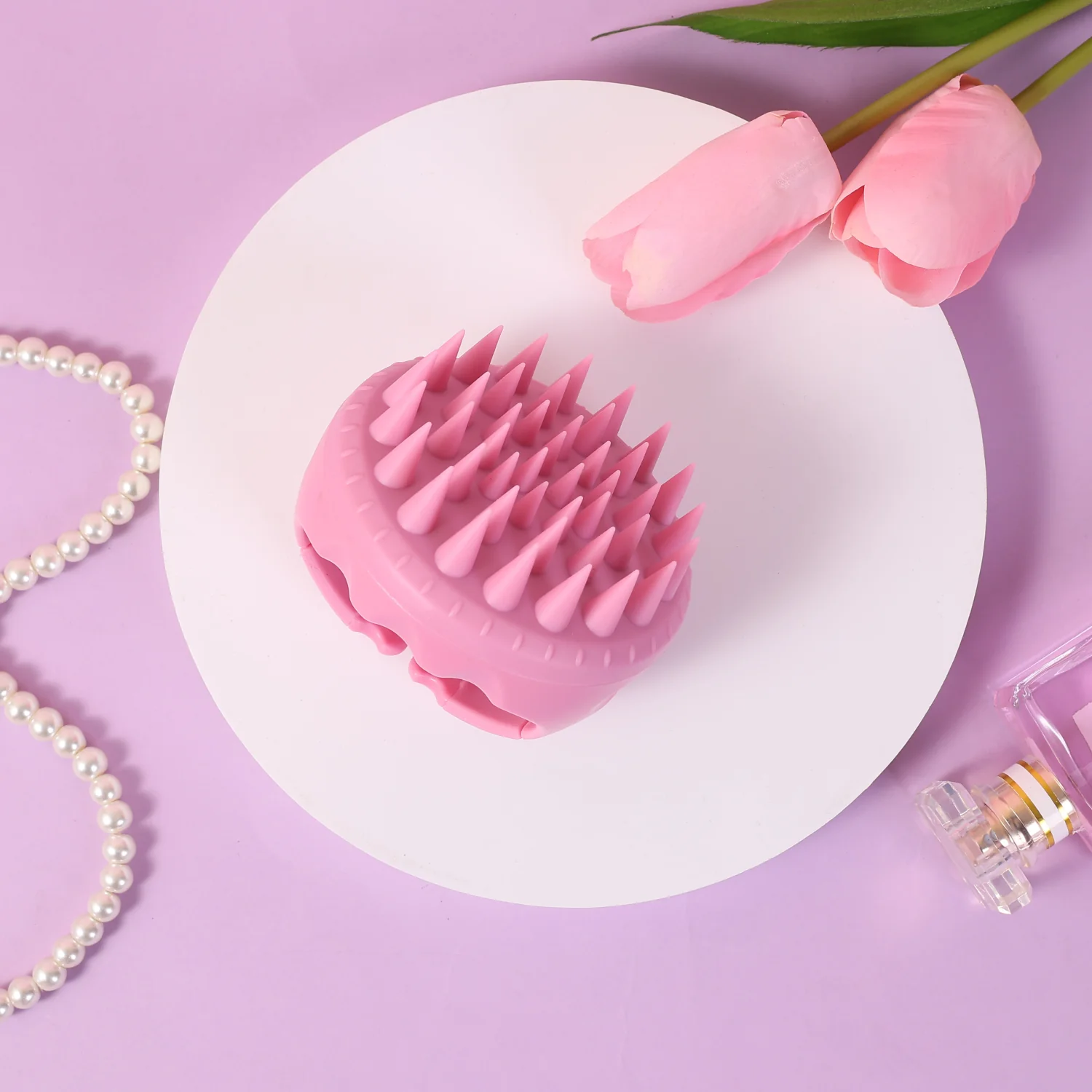 Sister Young Aura pink, szczotka do mycia i masażu skóry głowy, 1 sztuka