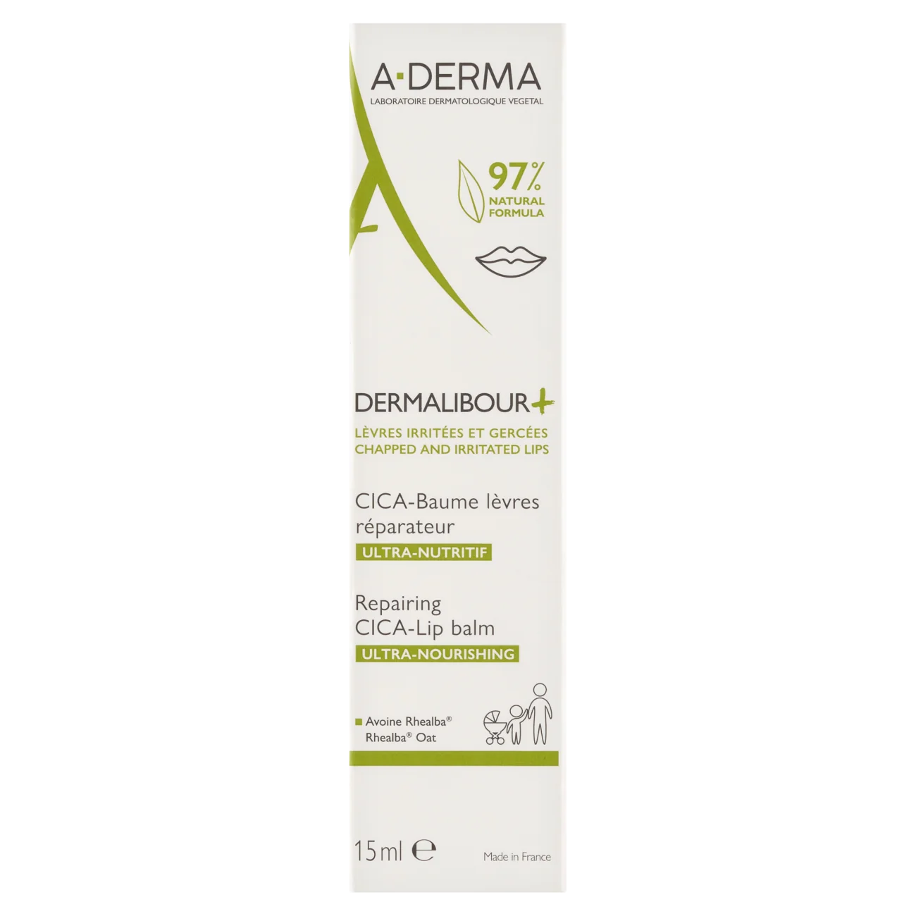 A-Derma Dermalibour+ CICA balsam do ust regenerujący, 15 ml