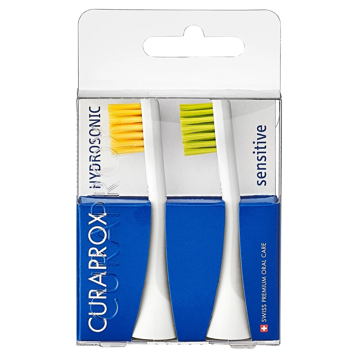 Curaprox Hydrosonic Sensitive Duo końcówki szczoteczki sonicznej żółta i zielona, 2 sztuki